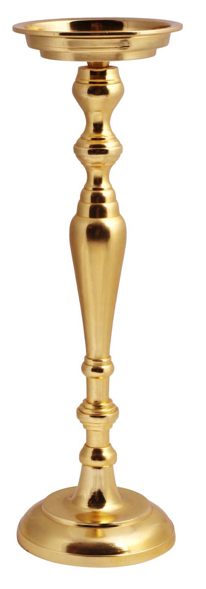 15” Aluminum Pillar Candle-Holder – Golden Finish – Wholesale Vintage-Look Décor / Housewarming Gifts